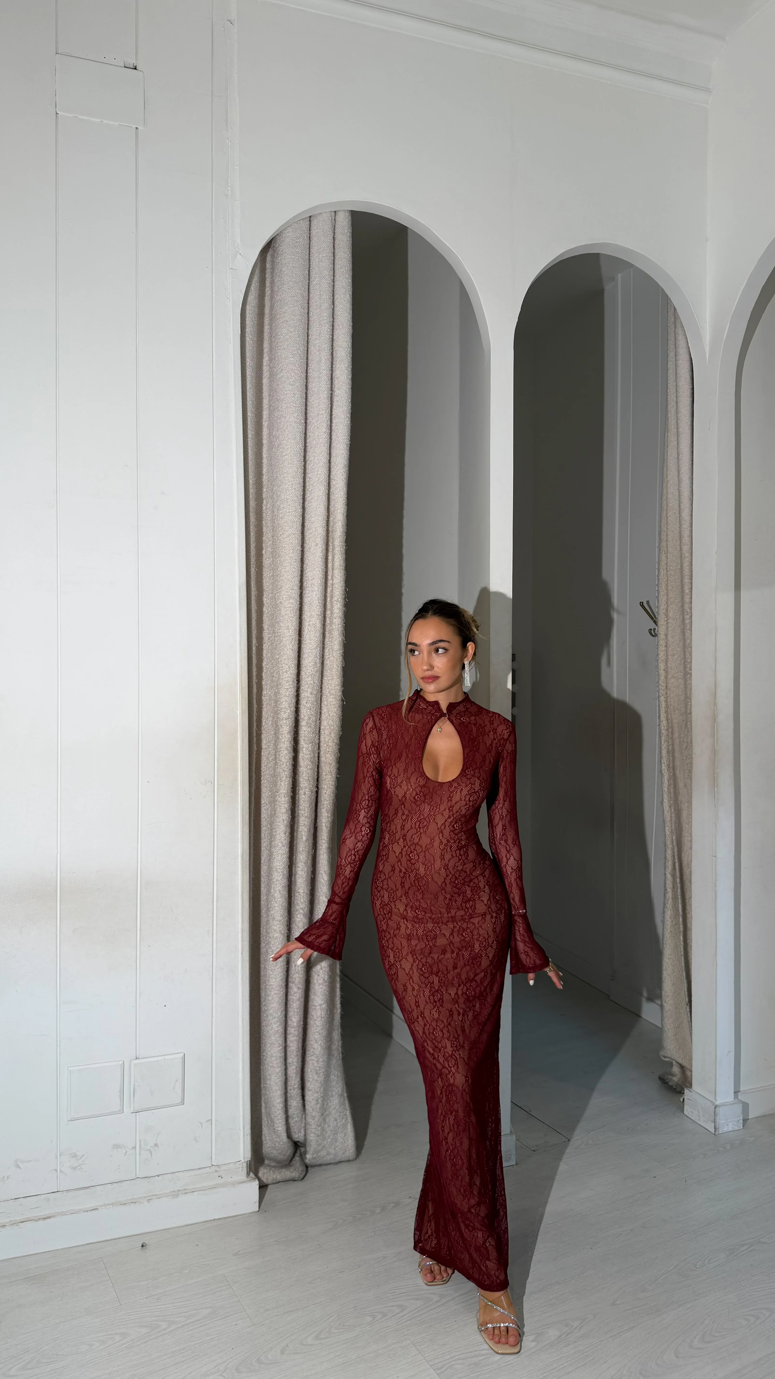 Elegance long dress - burdeos - Image 3