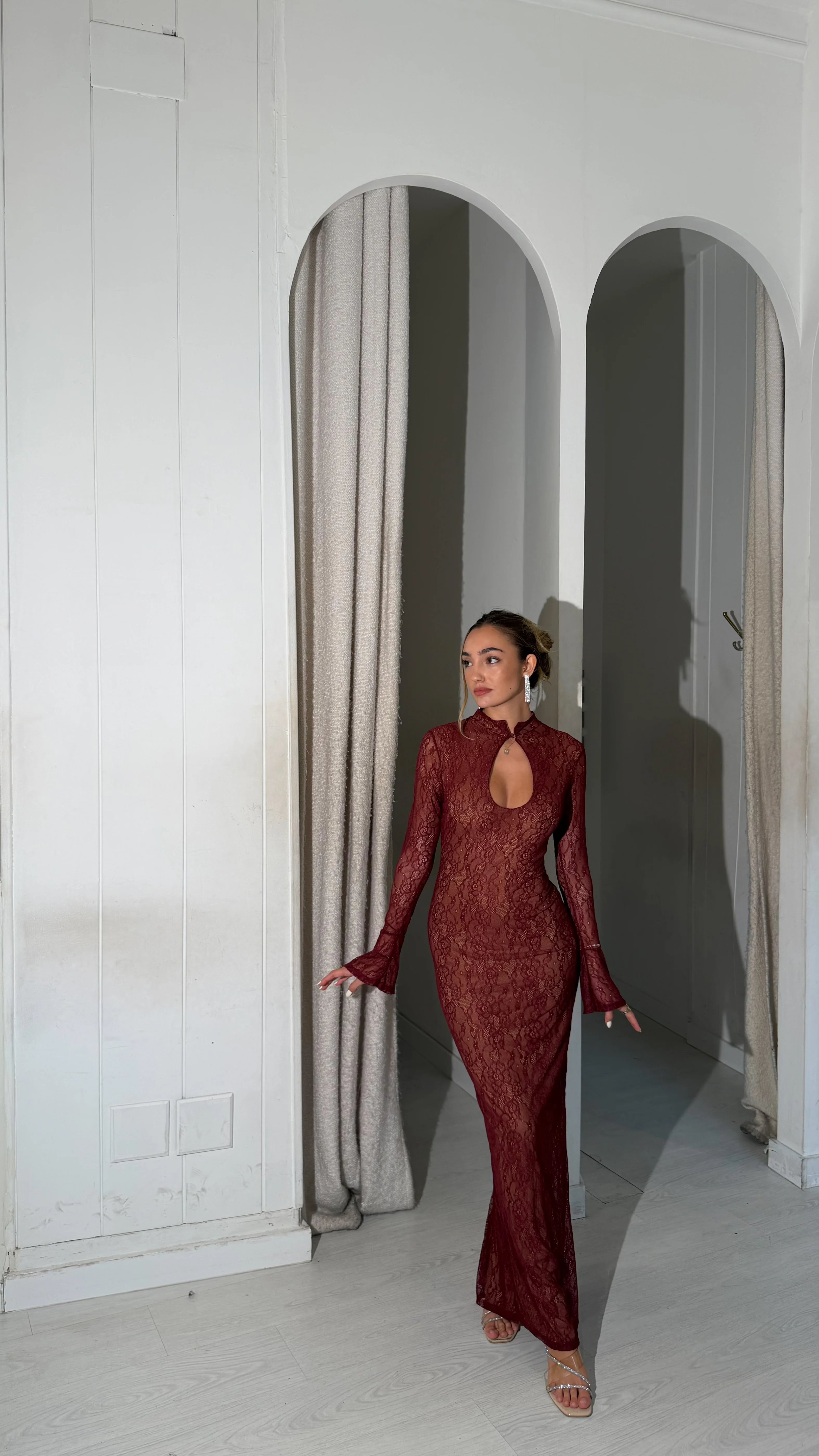 Elegance long dress - burdeos - Image 5