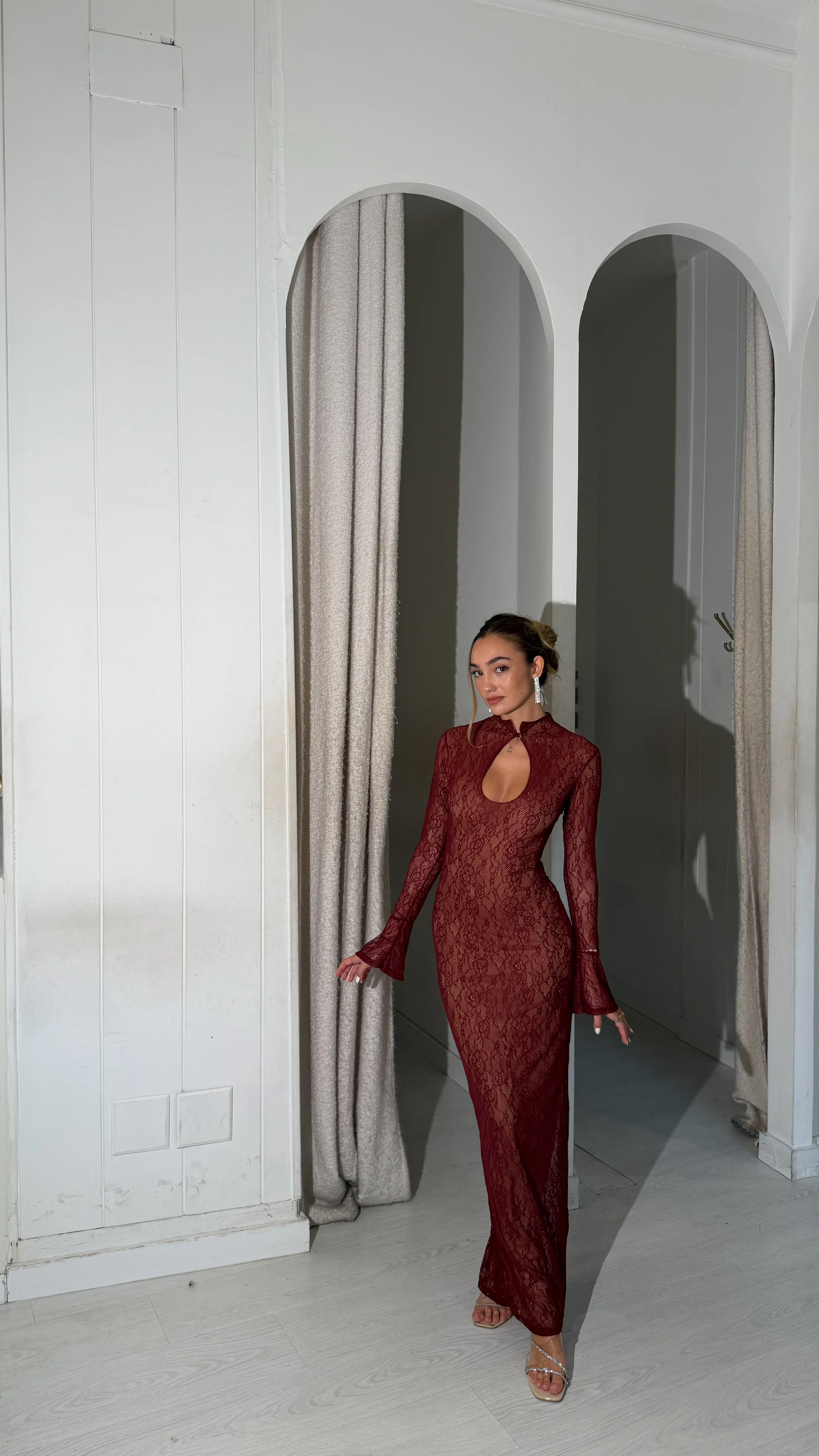 Elegance long dress - burdeos - Image 6