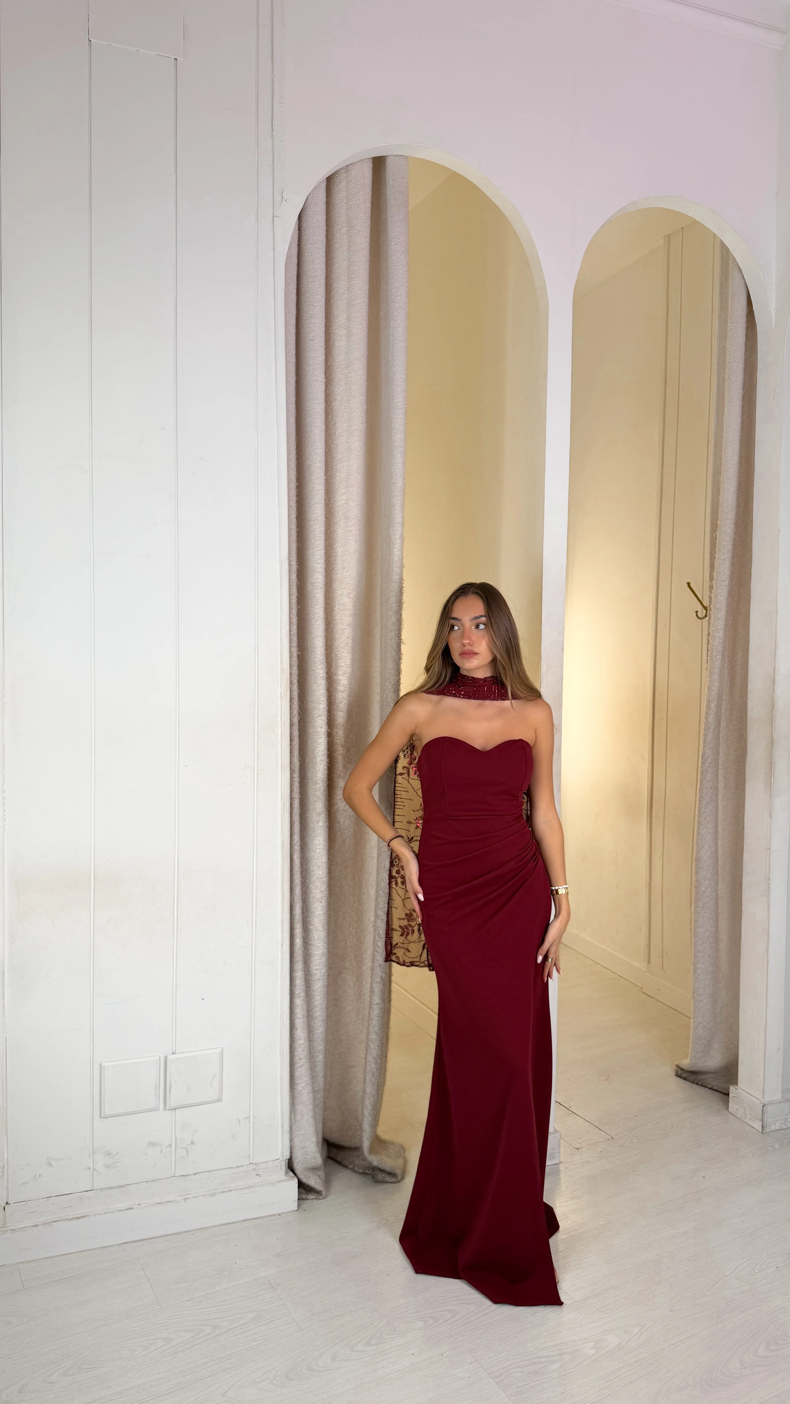 Fular abalorio - burdeos - Image 2
