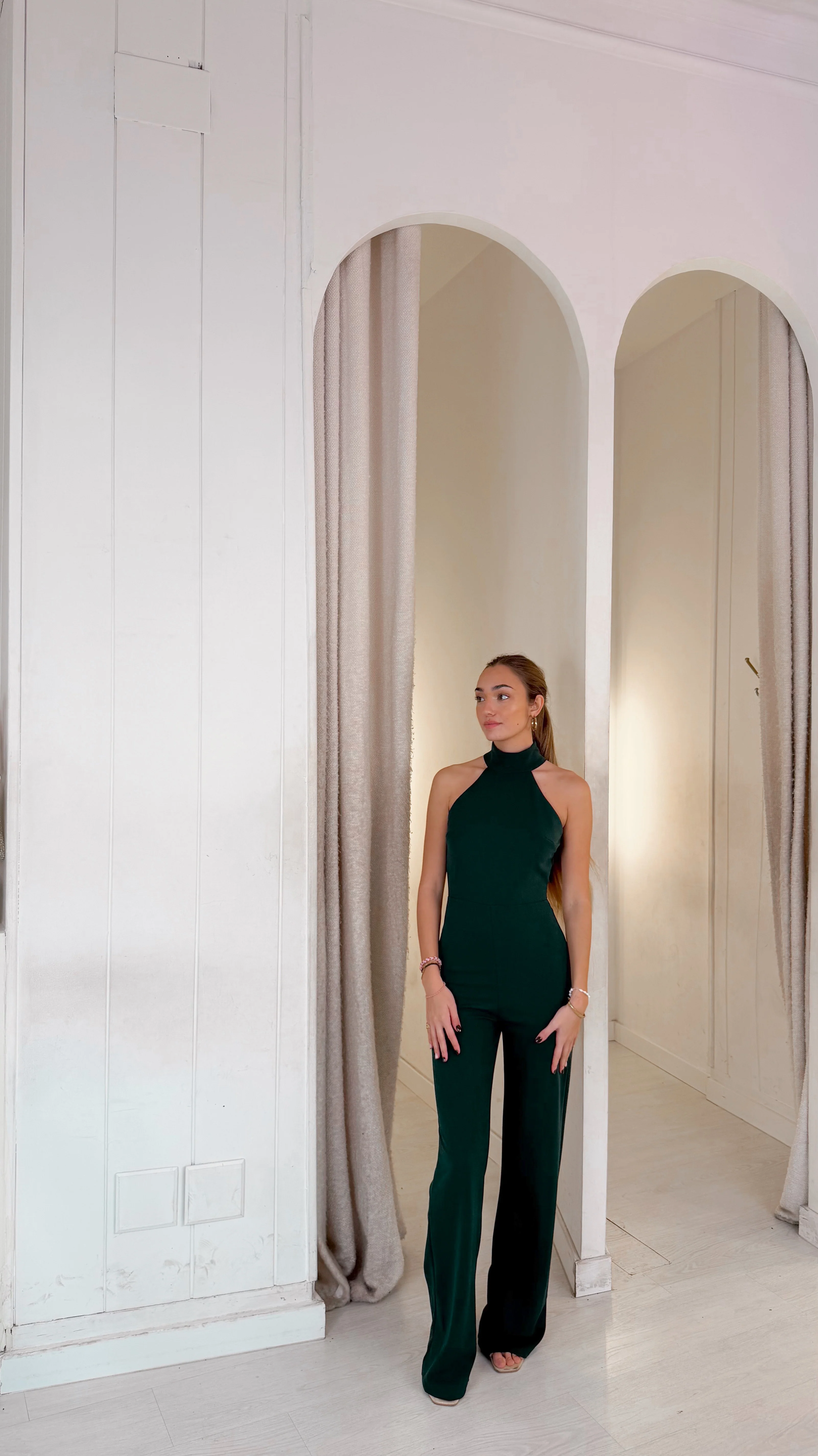 Halter playsuit - verde botella - Image 2