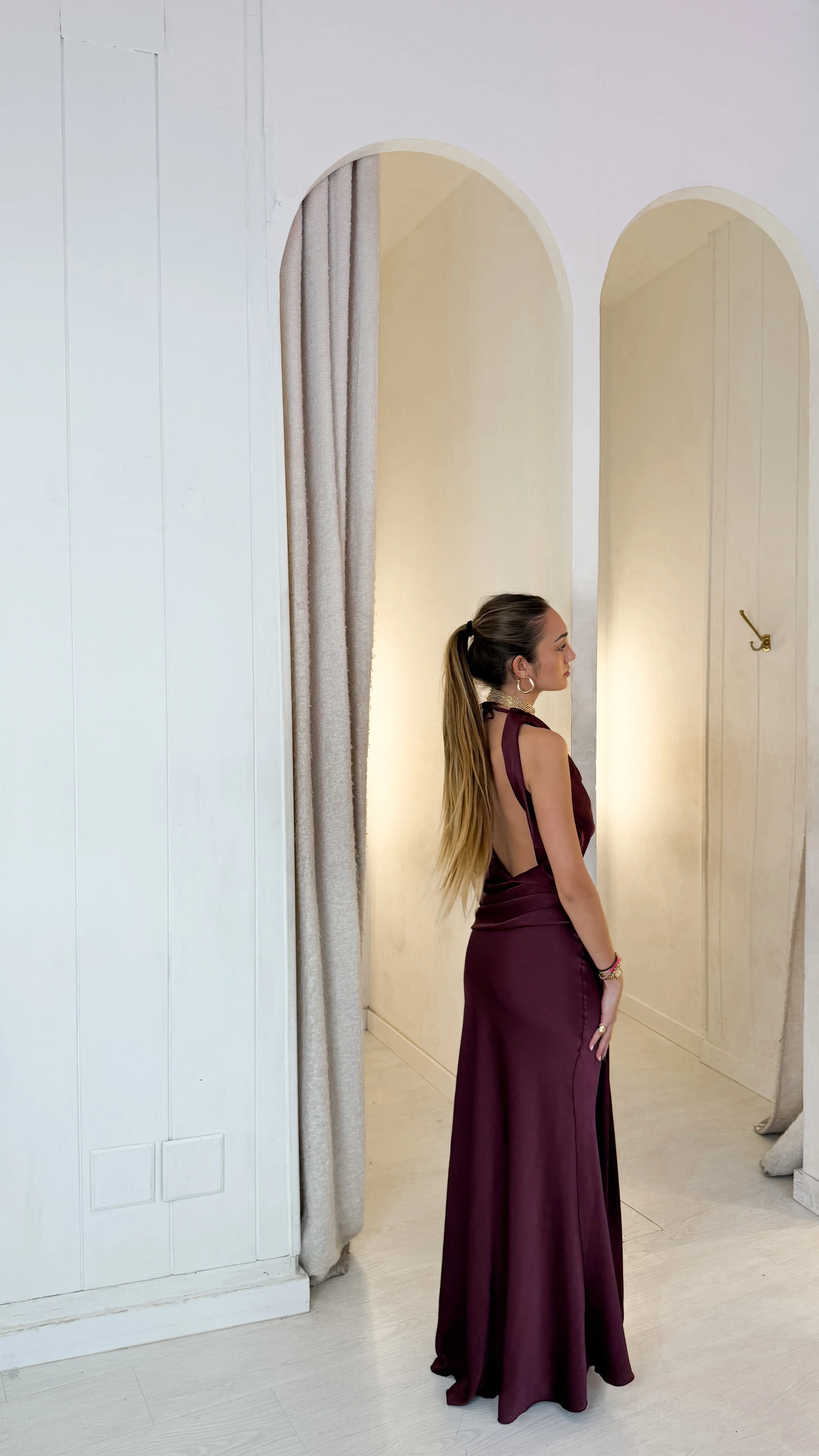 Silk dress - burdeos - Image 2