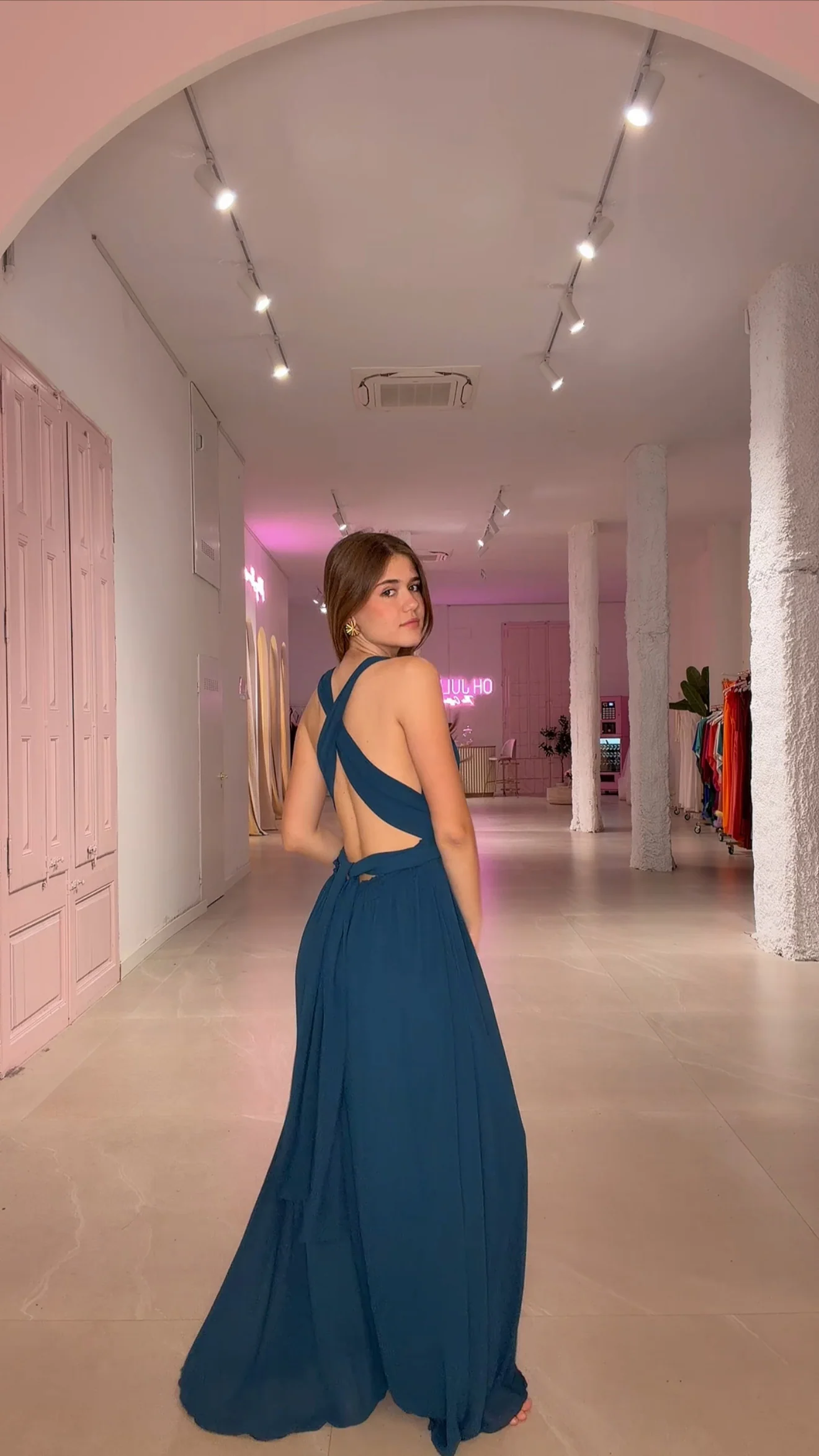 Vestido multiposición largo - petróleo
